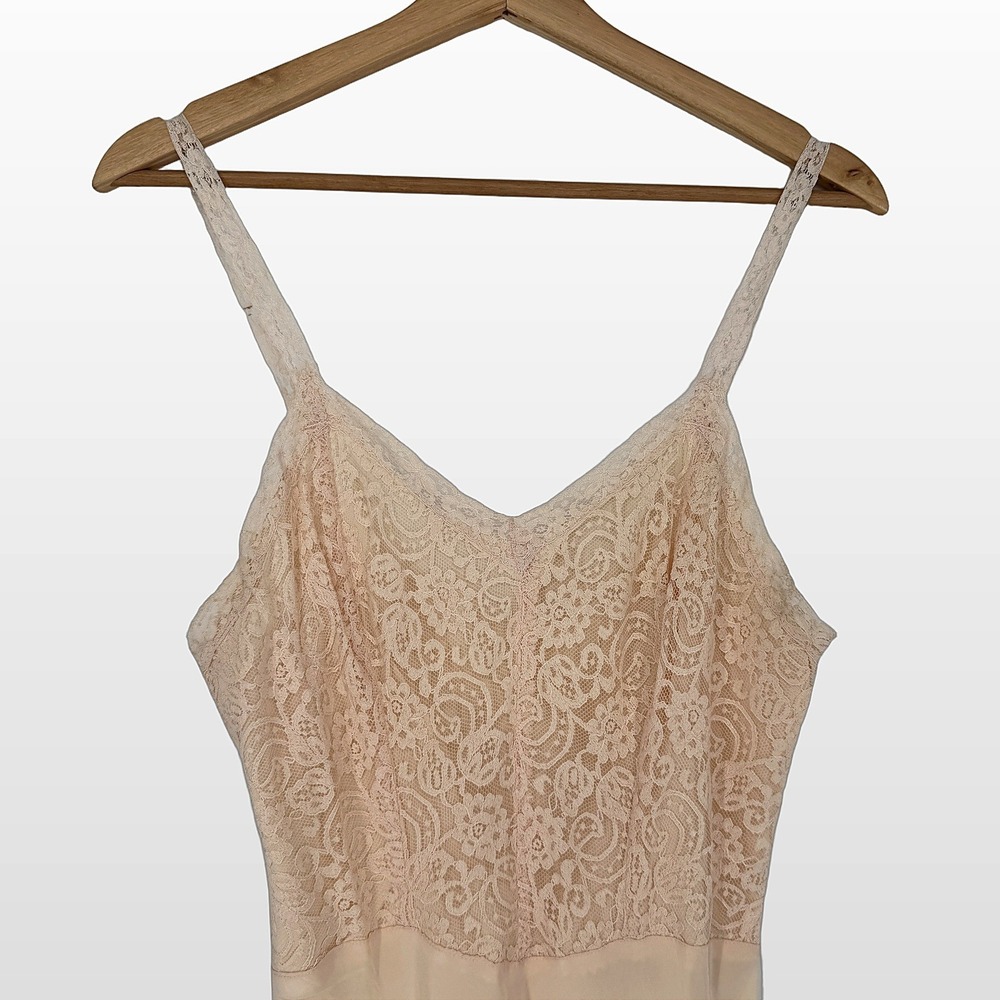 Y2K Lace Trim Slip Dress XS S Butter Yellow Coquette Balletcore Layering Dainty - Picture 8 of 12